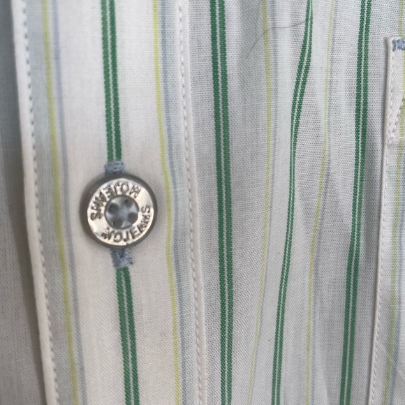 Green Striped embroidered back button down Men's Shirt MoJeans XL - Picture 3 of 10